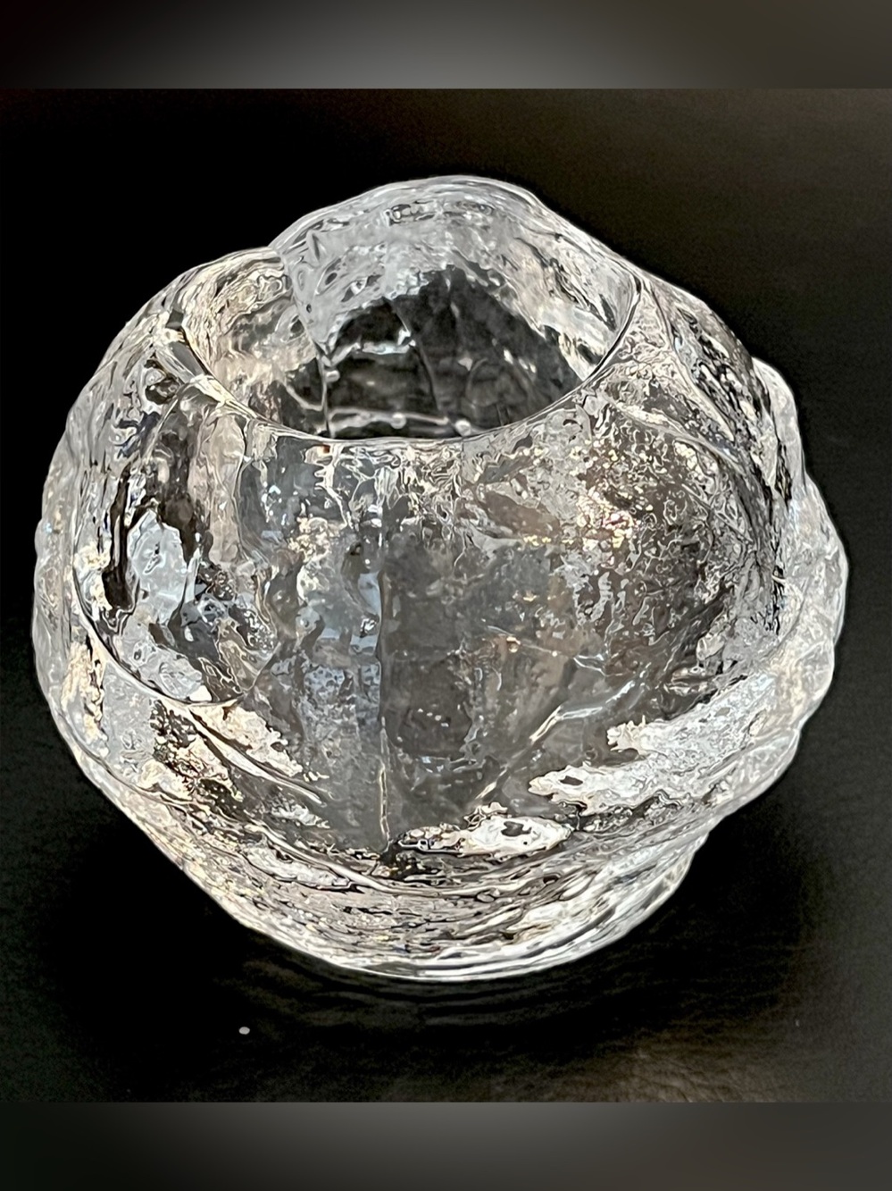 Snowball Heavy Glass Votive Tealight Candle Holder Winter Holidays Decor 3 in